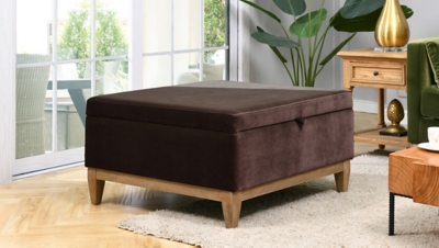 Jennifer Taylor Home Knox 35 Square Storage Cocktail Ottoman, Deep Brown