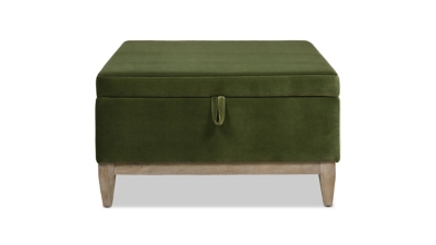 Jennifer Taylor Home Knox 35" Square Storage Cocktail Ottoman, Olive Green, large
