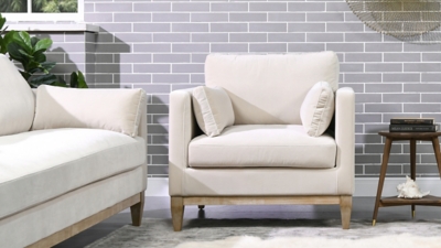 Jennifer Taylor Home Knox 36" Modern Farmhouse Arm Chair, French Beige, rollover