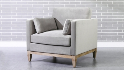 Jennifer Taylor Home Knox 36" Modern Farmhouse Arm Chair, Opal Gray, rollover
