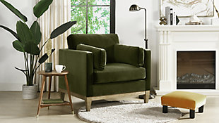 Jennifer Taylor Home Knox 36" Modern Farmhouse Arm Chair, Olive Green, rollover