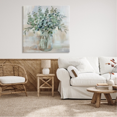 Summer Greens Eucalyptus Canvas Wall Art, Gray