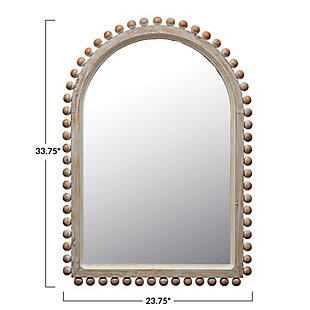 Storied Home Boho Arched Wood Framed Wall Mirror, , large