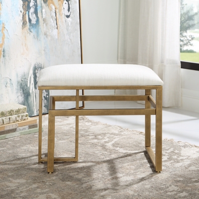 Exalted Living Modern Iron Bench, Brass