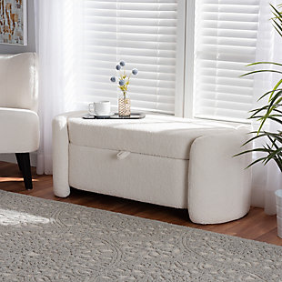 Baxton Studio Oakes Boucle Upholstered Storage Bench, , rollover