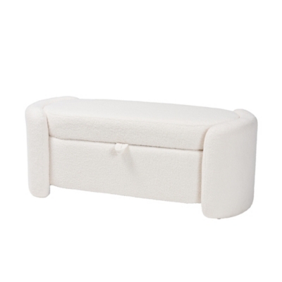 Baxton Studio Oakes Boucle Upholstered Storage Bench, , large