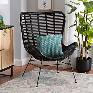 Baxton Studio Colorado Accent Chair, Black, rollover
