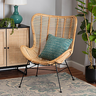 Baxton Studio Colorado Accent Chair, Natural Brown, rollover