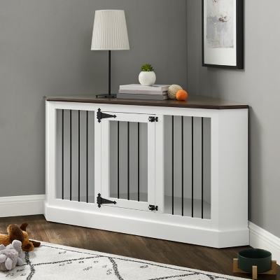 Winslow Corner Credenza Dog Crate, White