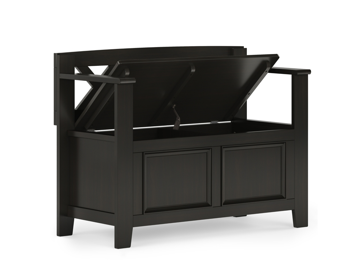 Simpli Home Amherst Small Entryway Storage Bench, Hickory Brown, large