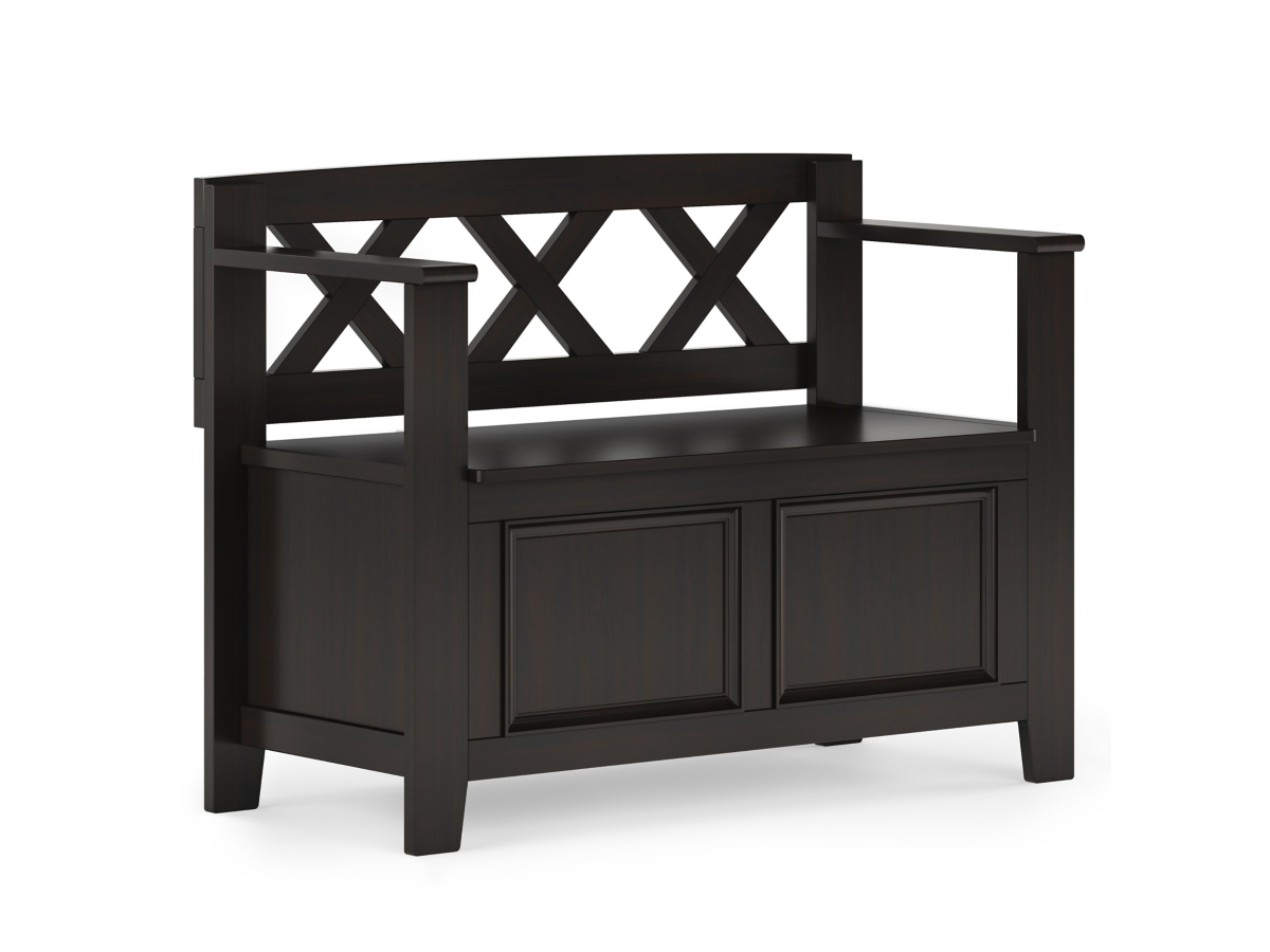 Simpli Home Amherst Small Entryway Storage Bench, Hickory Brown, large