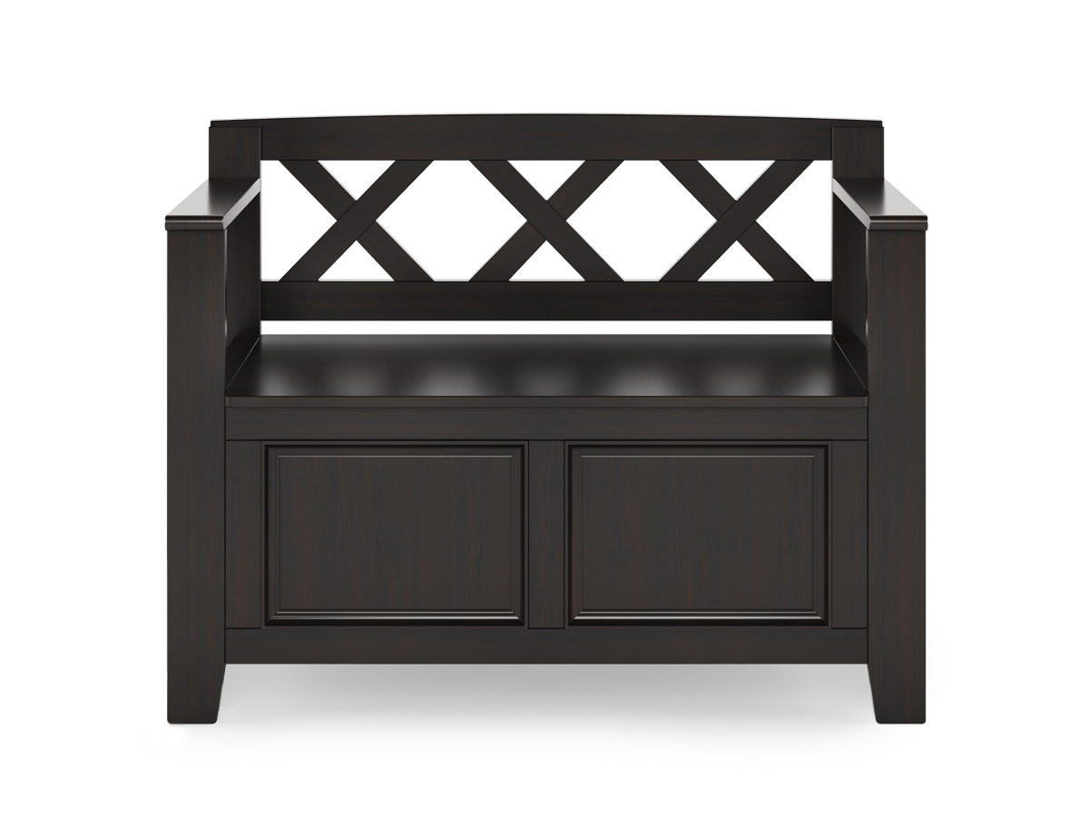 Simpli Home Amherst Small Entryway Storage Bench, Hickory Brown, large