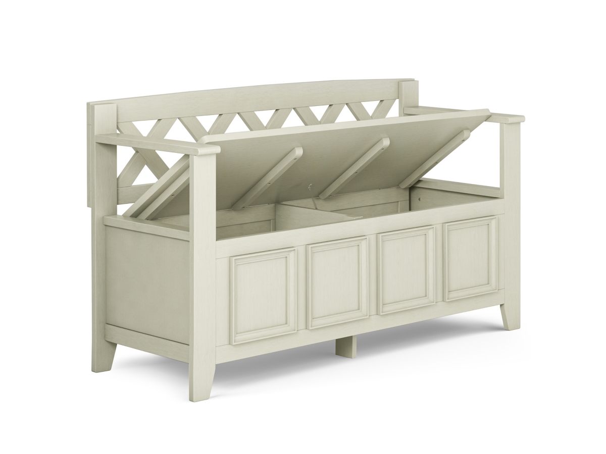 Simpli Home Amherst Entryway Storage Bench, Antique White, large