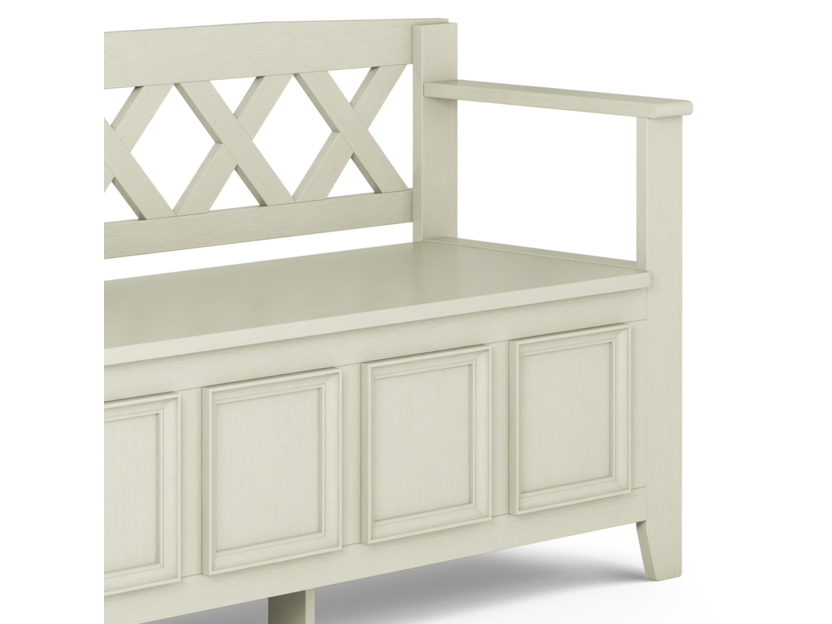 Simpli Home Amherst Entryway Storage Bench, Antique White, large