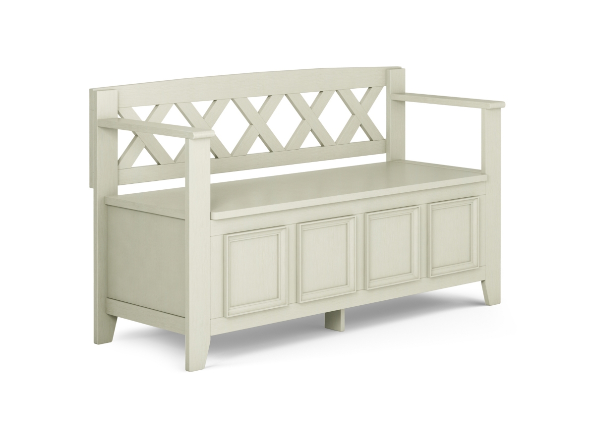 Simpli Home Amherst Entryway Storage Bench, Antique White, large