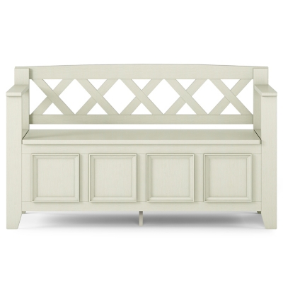 Simpli Home Amherst Entryway Storage Bench, Antique White, large