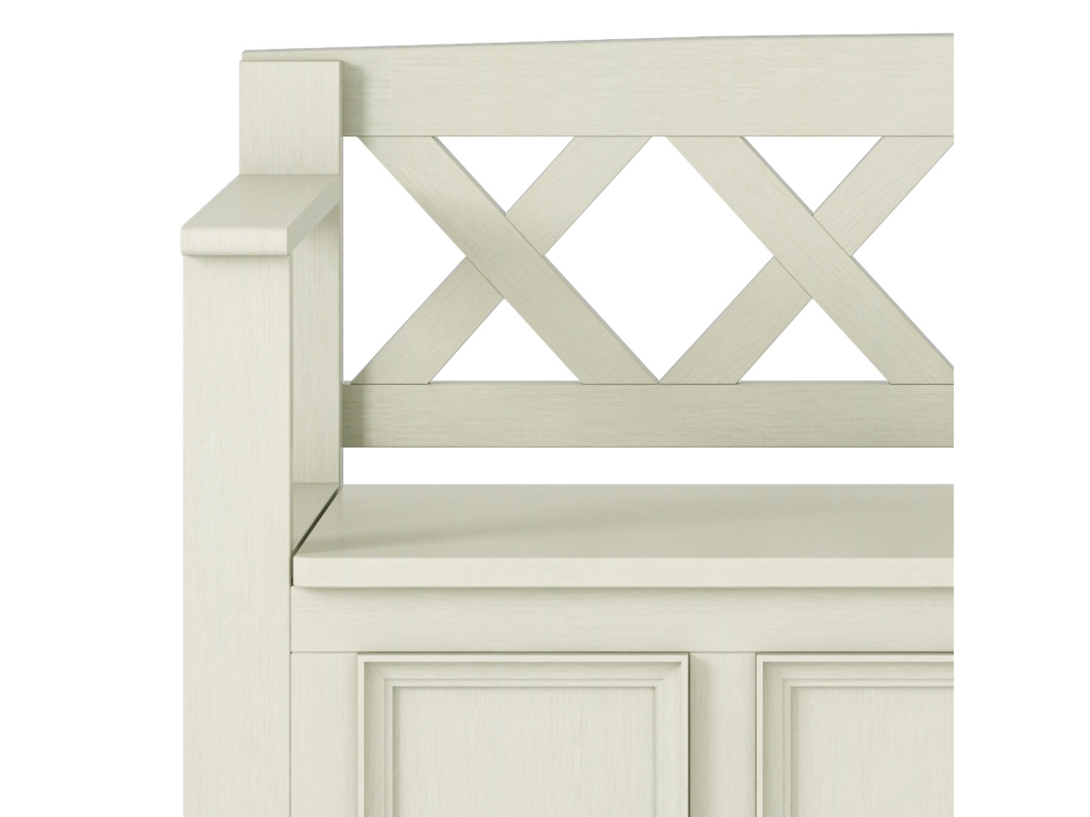 Simpli Home Amherst Entryway Storage Bench, Antique White, large
