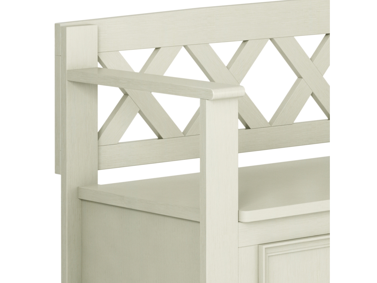 Simpli Home Amherst Entryway Storage Bench, Antique White, large