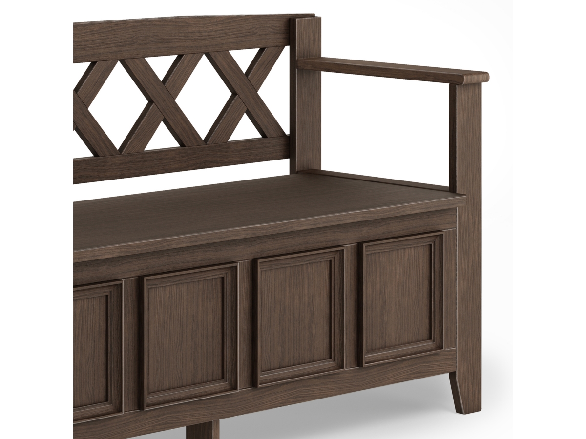 Simpli Home Amherst Entryway Storage Bench, Farmhouse Brown, large