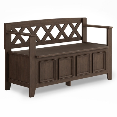 Simpli Home Amherst Entryway Storage Bench, Farmhouse Brown, large