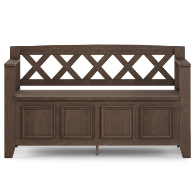 Simpli Home Amherst Entryway Storage Bench, Farmhouse Brown, large