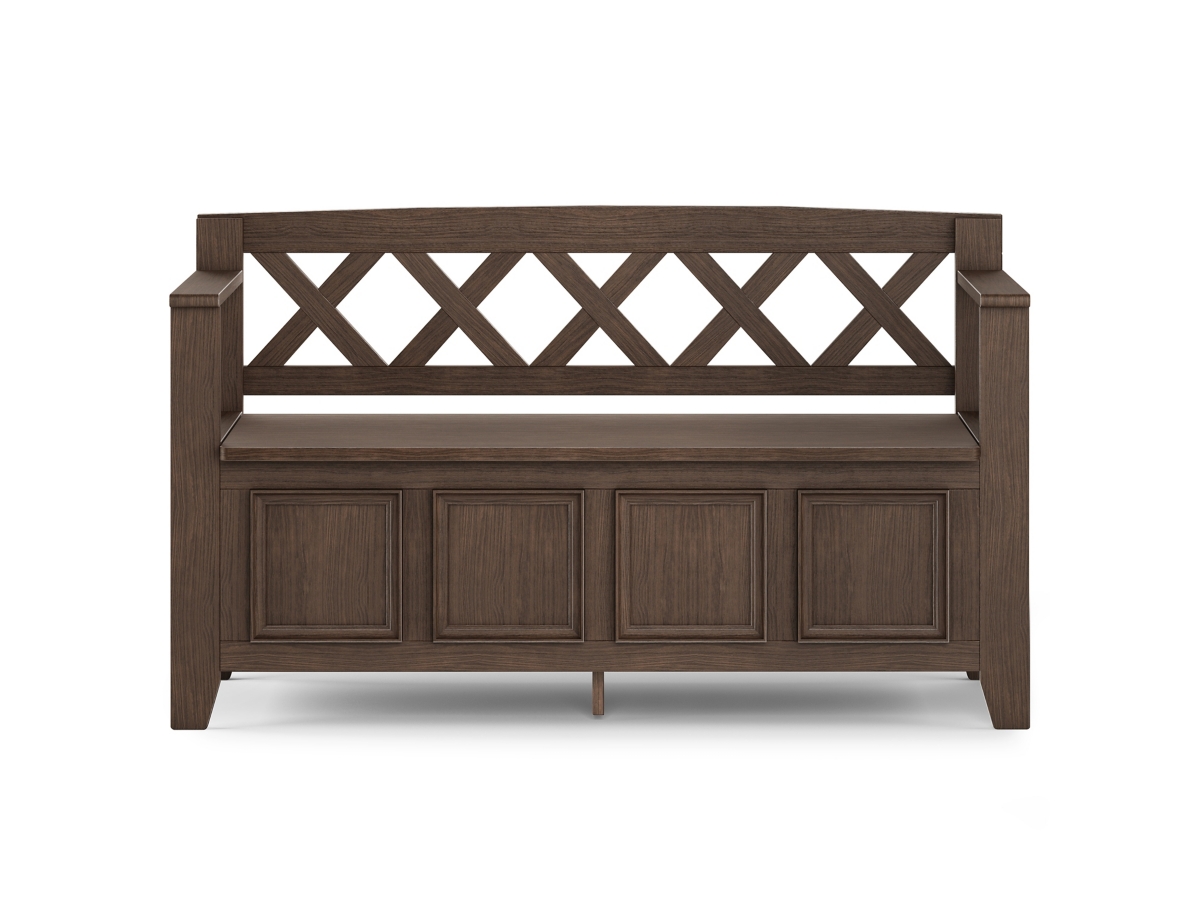 Simpli Home Amherst Entryway Storage Bench, Farmhouse Brown, large