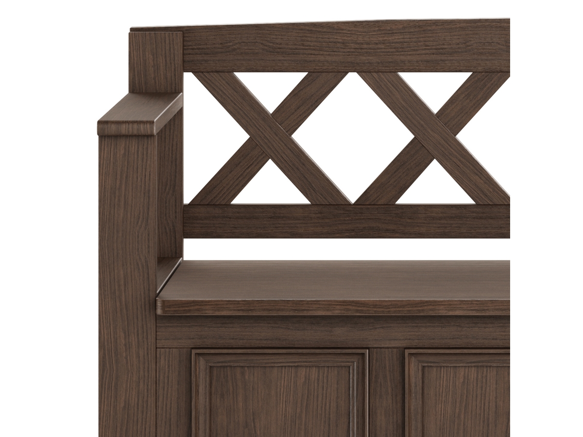 Simpli Home Amherst Entryway Storage Bench, Farmhouse Brown, large
