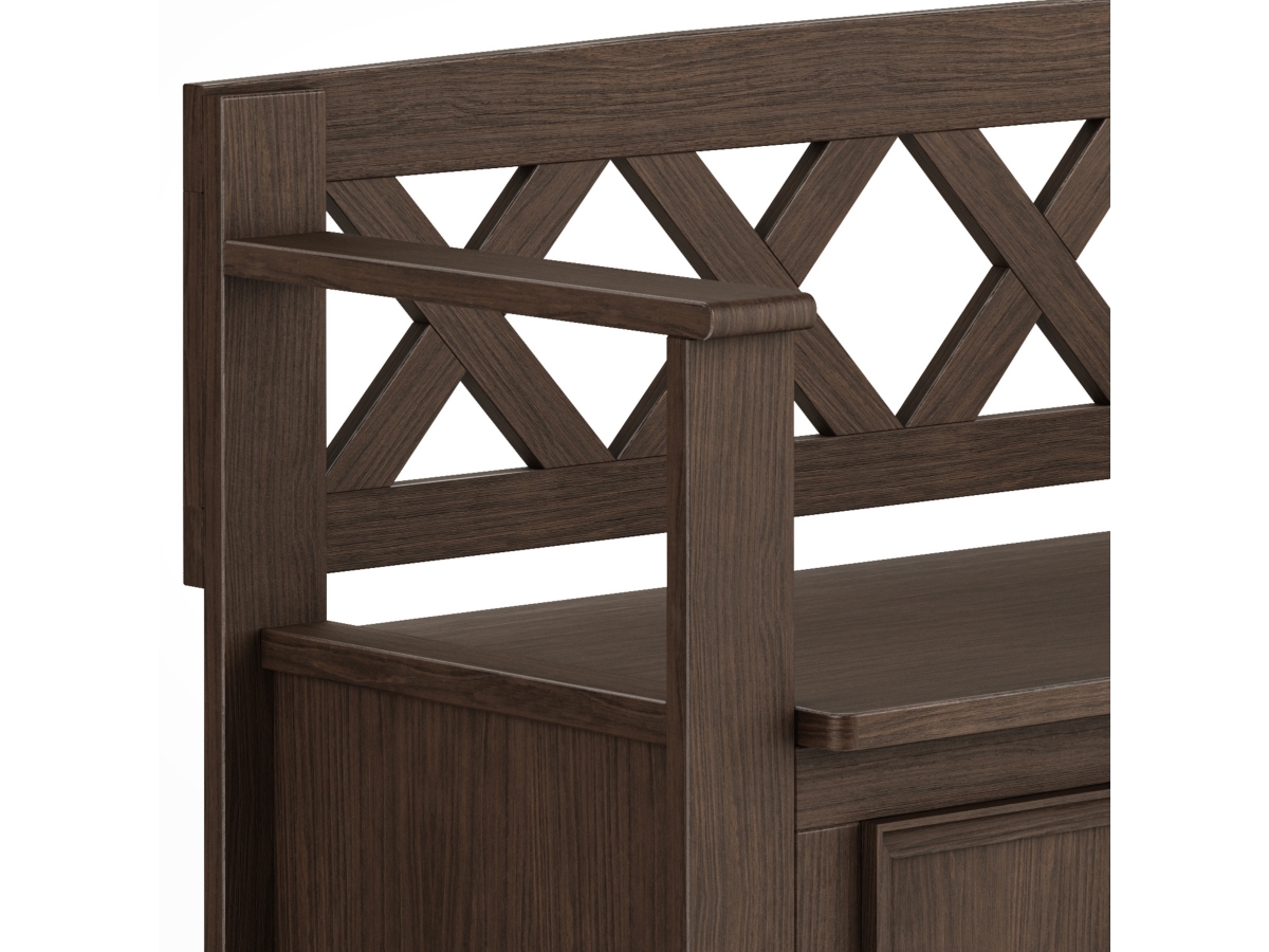 Simpli Home Amherst Entryway Storage Bench, Farmhouse Brown, large