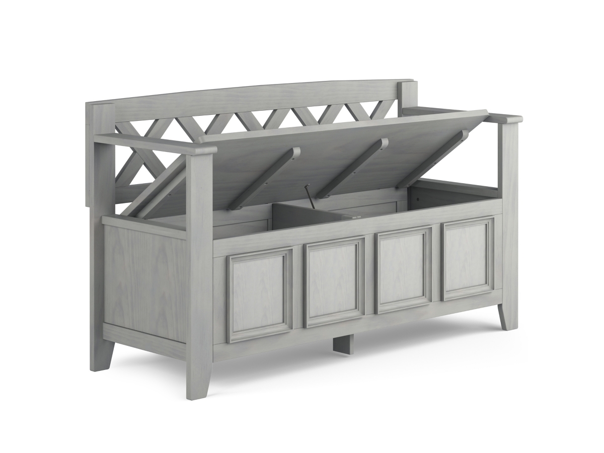 Simpli Home Amherst Entryway Storage Bench, Fog Gray, large