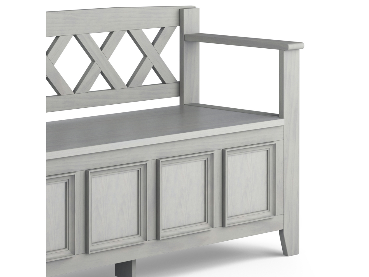 Simpli Home Amherst Entryway Storage Bench, Fog Gray, large