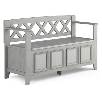 Simpli Home Amherst Entryway Storage Bench, Fog Gray, large