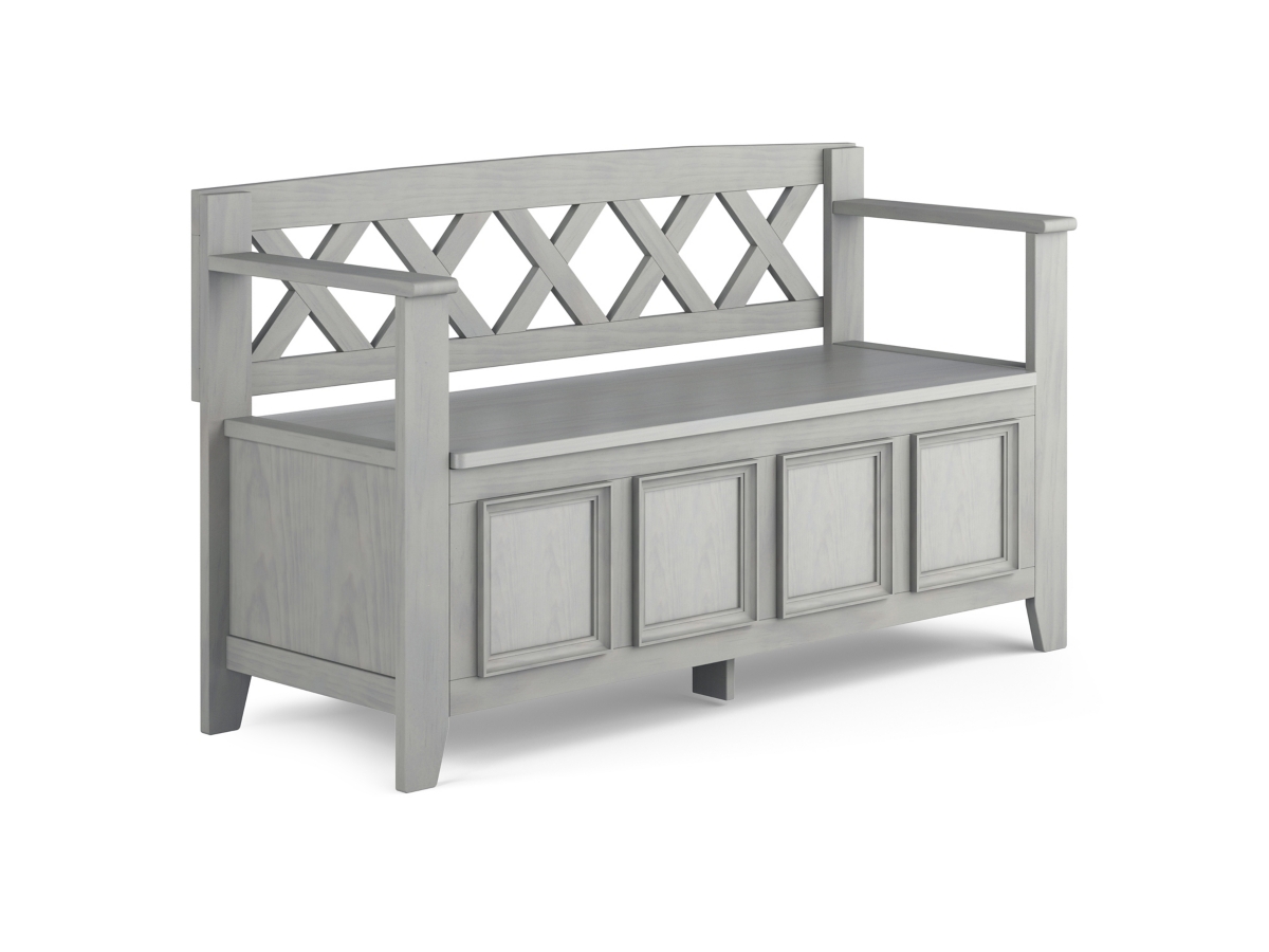 Simpli Home Amherst Entryway Storage Bench, Fog Gray, large