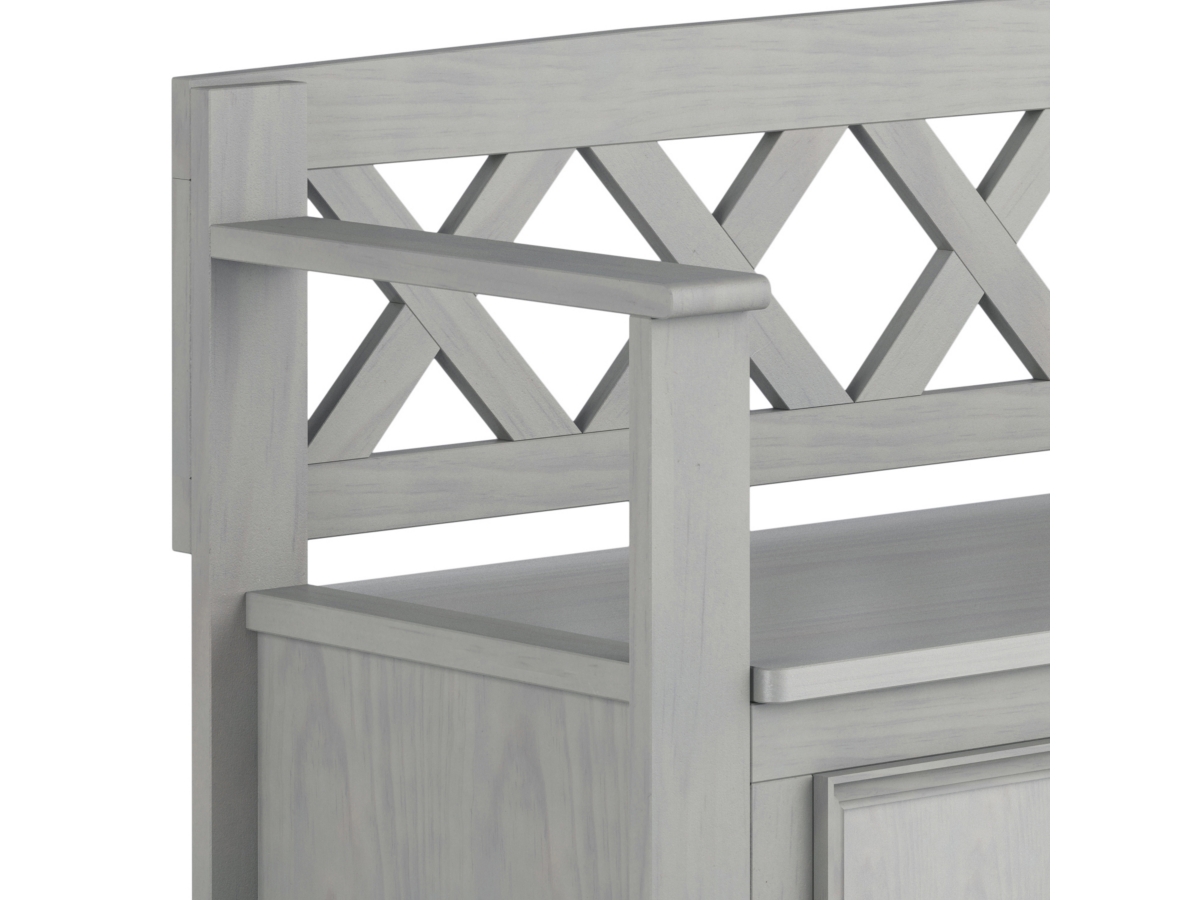 Simpli Home Amherst Entryway Storage Bench, Fog Gray, large