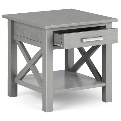 Simpli Home Kitchener End Table, Fog Gray, large