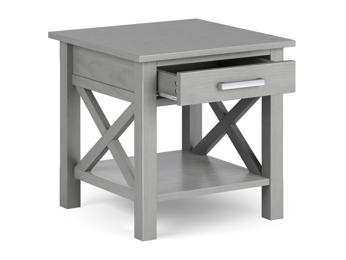 Simpli Home Kitchener End Table, Fog Gray, large