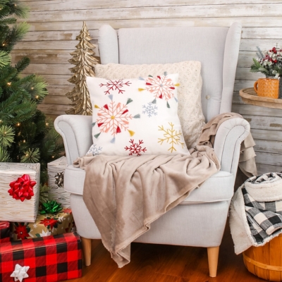 Embroidered Christmas Trees & Plaid Pillow