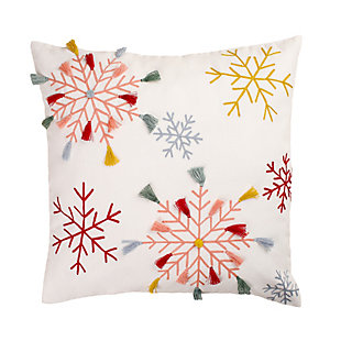 HGTV Home Collection National Tree Company Velvet Snowflake Embroidered Pillow, , large