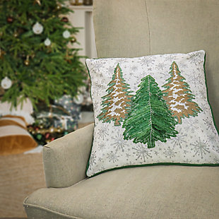 HGTV Home Collection National Tree Company Embroidered Forest Pillow, , rollover