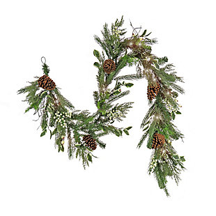 HGTV Home Collection 6 ft. Pre-Lit Holly and Berry Garland, , large