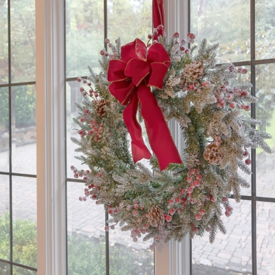 HGTV Home Collection Pre-Lit Holly and Berry Planter Filler