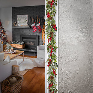 HGTV Home Collection 9 ft. Berries and Greenery Garland, , rollover