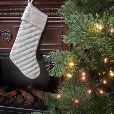 HGTV Home Collection Quilted Velvet Stocking, Ivory
