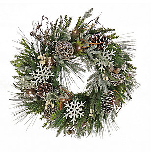 HGTV Home Collection 28" Pre-Lit Cozy Winter Wreath, , large