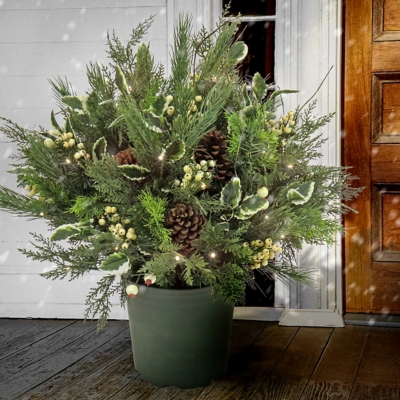 HGTV Home Collection Pre-Lit Holly and Berry Planter Filler | Ashley