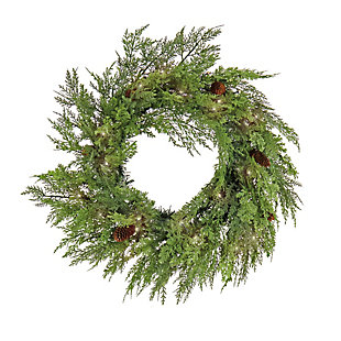 HGTV Home Collection 26" Pre-Lit Cozy Winter Cedar Wreath, , large