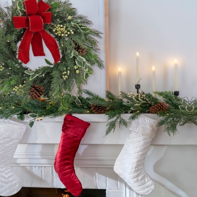 HGTV Home Collection Pre-Lit Holly and Berry Planter Filler