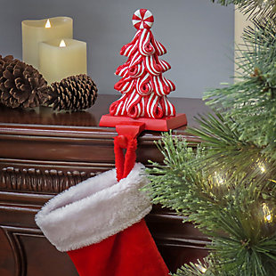 HGTV Home Collection White Stripe Candy Tree Stocking Holder, , rollover