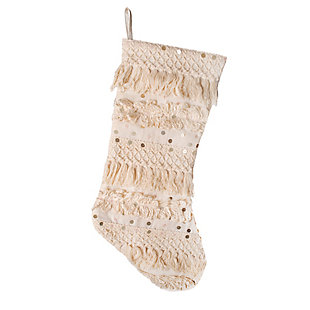 HGTV Home Collection Fringe and Sequin Stocking, , large