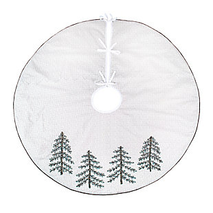 HGTV Home Collection 52” Embroidered Evergreens Tree Skirt, , large