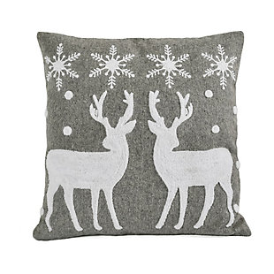 HGTV Home Collection Reindeer and Snowflakes Pillow, , large